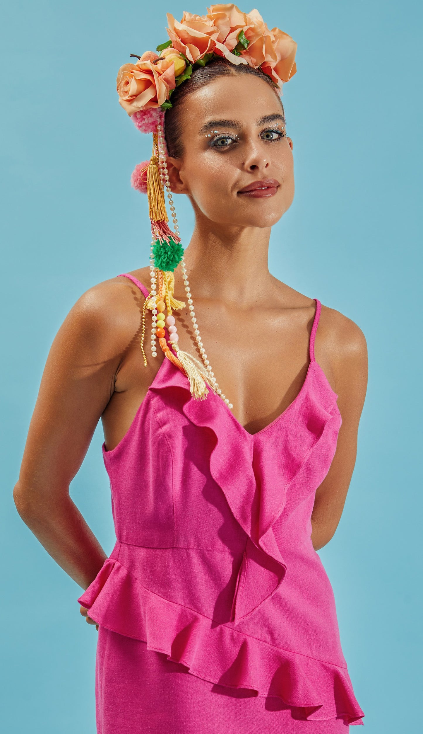 Vestido Jessica Flores Rosa