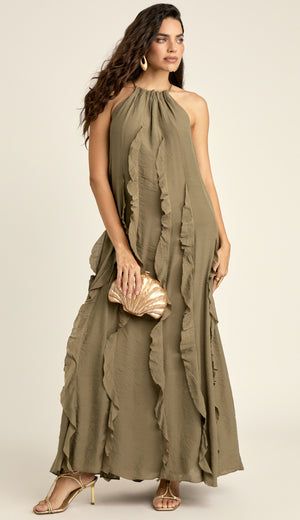Vestido Longo Poliviscose Moana Verde | Laguna