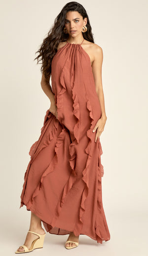 Vestido Longo Poliviscose Moana Terra | Laguna