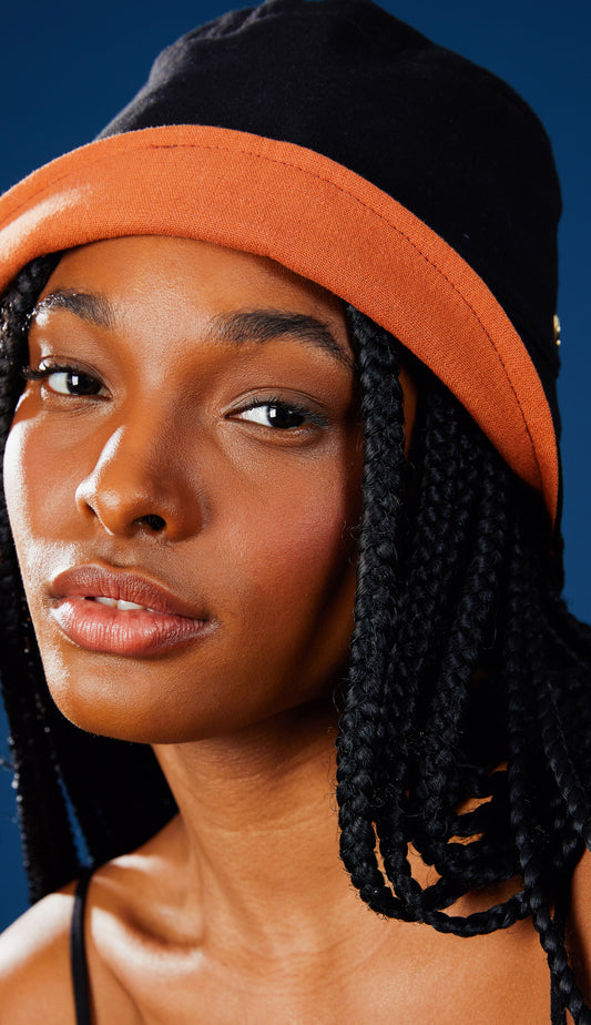 Chapéu Angelina Preto/caramelo