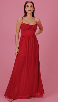 Vestido Clarita Cereja