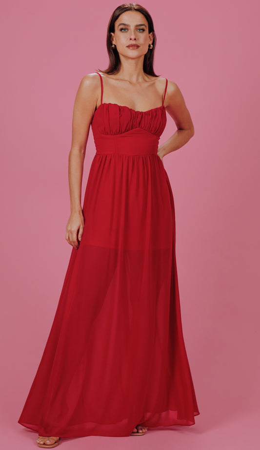 Vestido Clarita Cereja