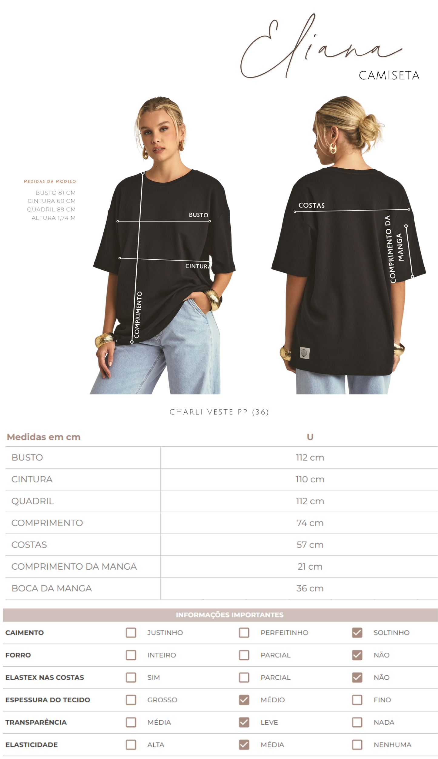 Camiseta Algodão Egípcio Eliana Mocha