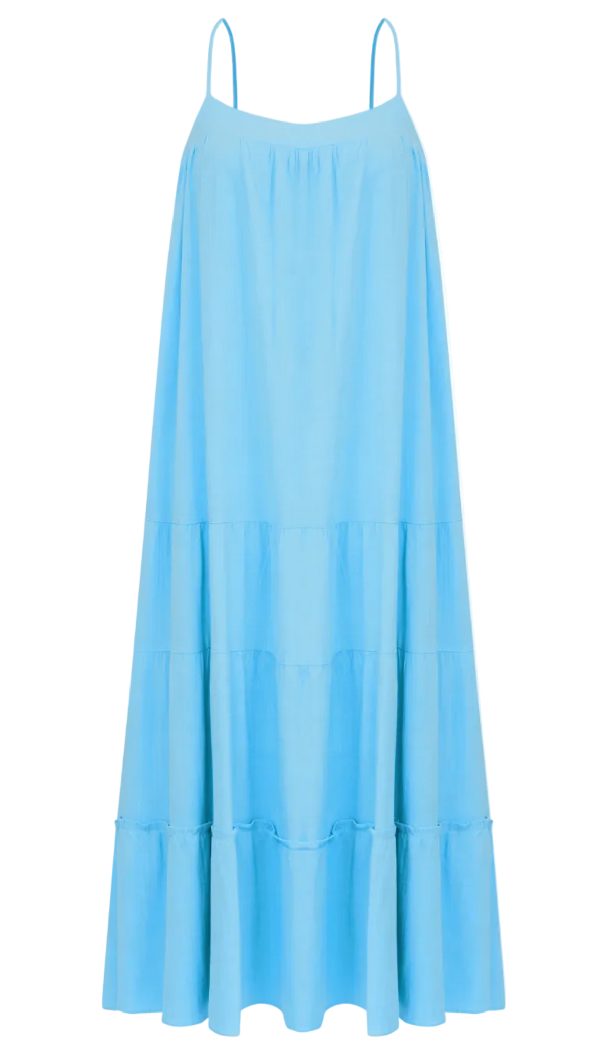 Vestido Midi em Viscose com Aspecto de Linho Camila Azul | Laguna