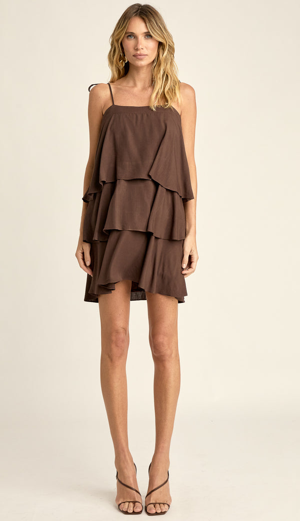 Vestido Curto Camadas Viscolinho Sienna | Laguna