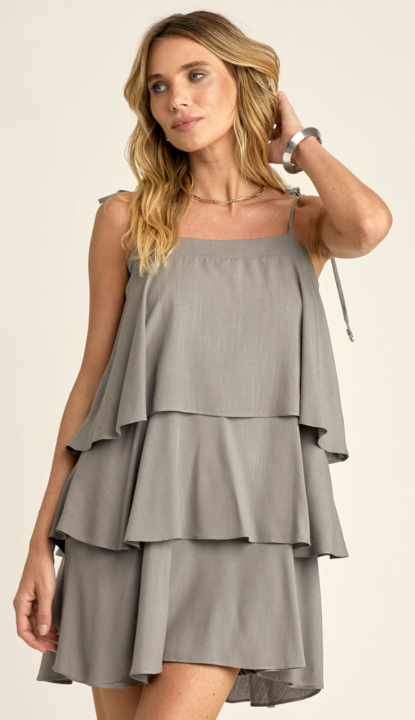 Vestido Curto Camadas Viscolinho Sienna | Laguna