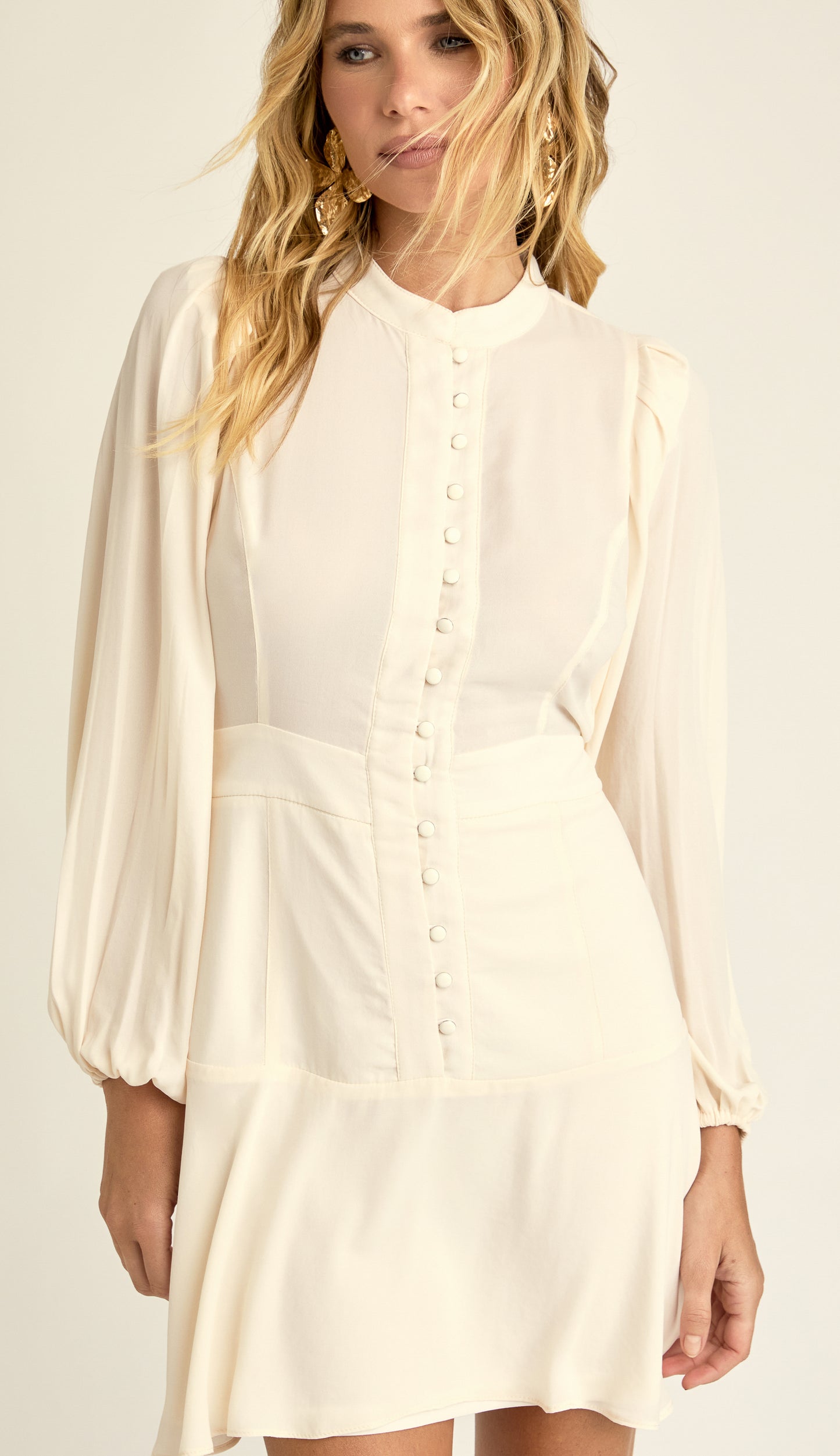 Vestido Curto Crepe Verbena Off White | Laguna
