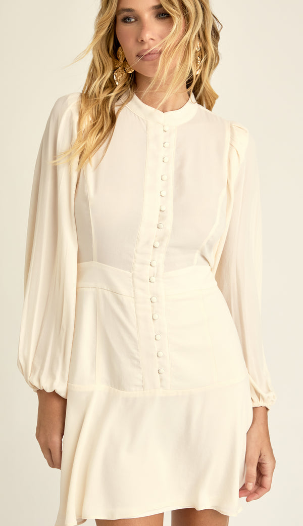 Vestido Curto Crepe Verbena Off White | Laguna
