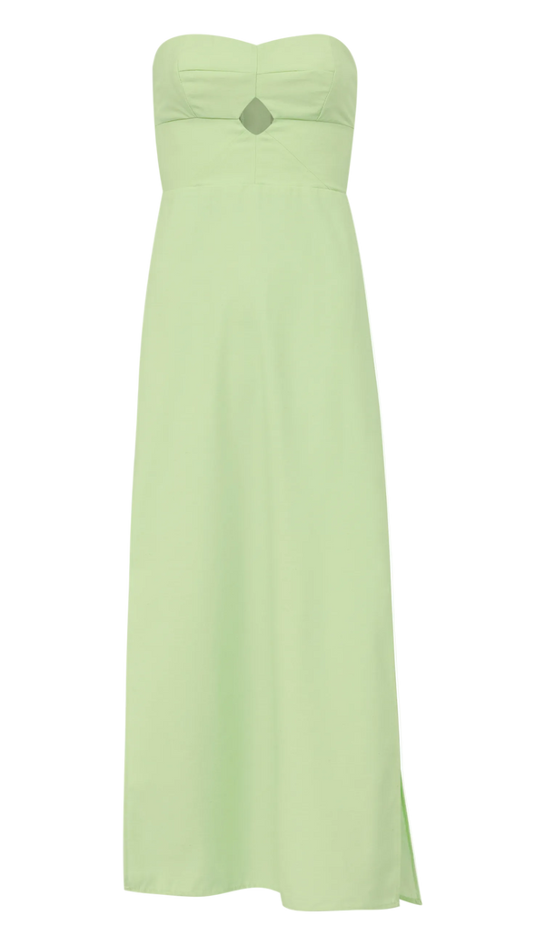 Vestido Longo em Linho Revestido Nádia Verde | Laguna