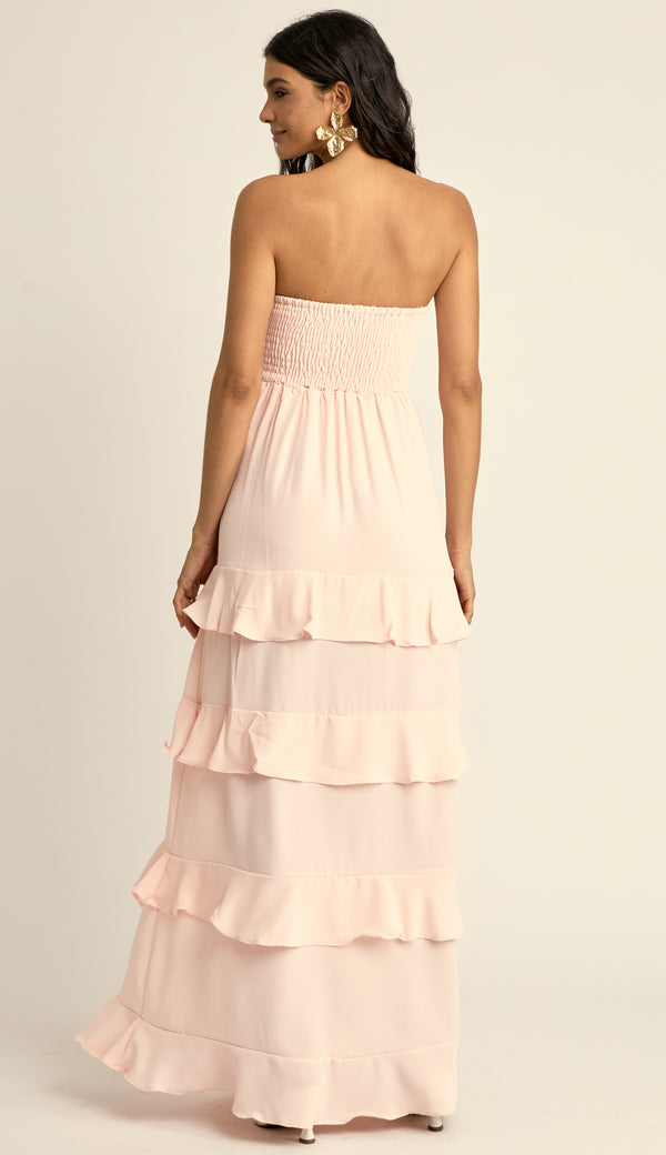 Vestido Longo Vazados Alfaiataria Trento Rosa | Laguna