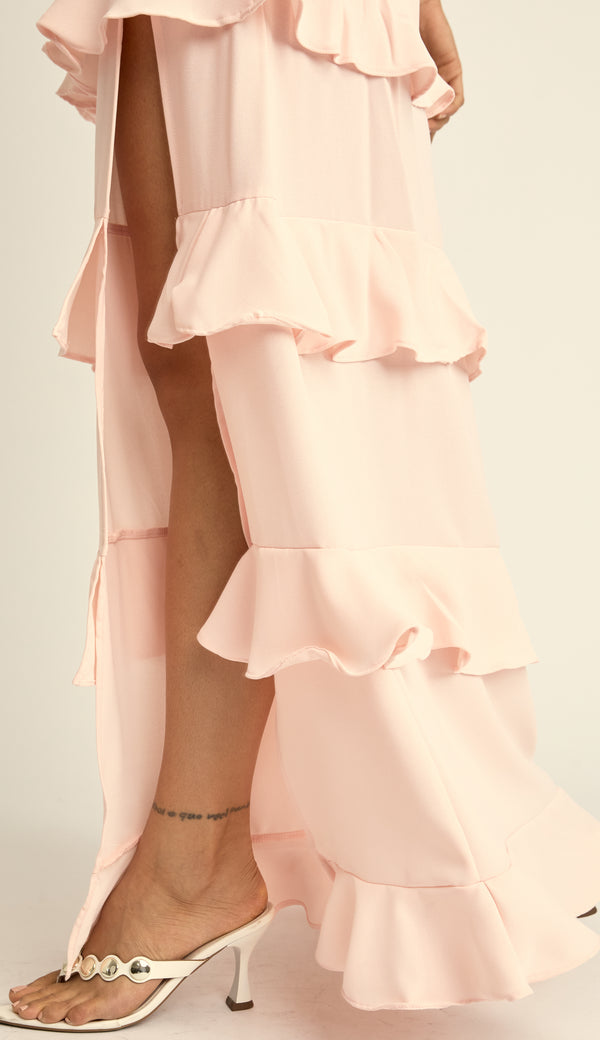 Vestido Longo Vazados Alfaiataria Trento Rosa | Laguna