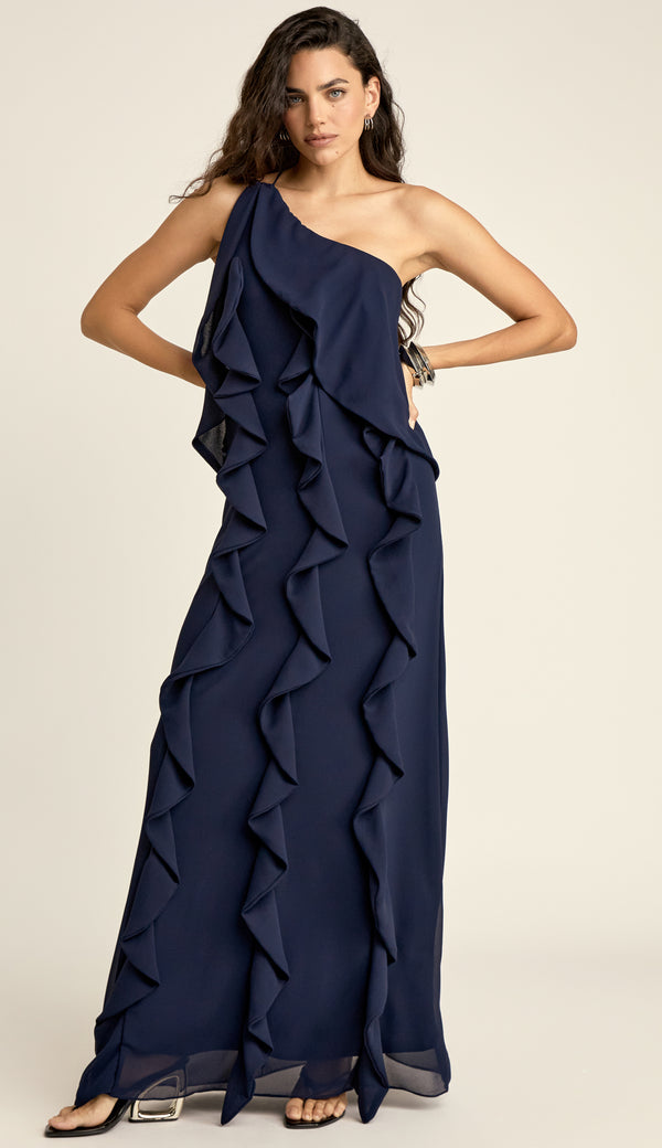 Vestido Festa Longo Crepe Amor Marinho | Laguna