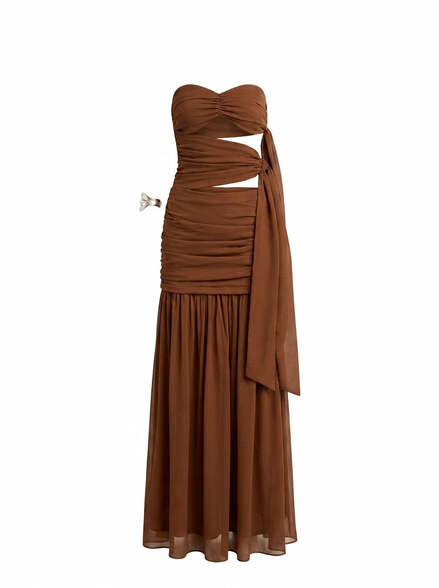 Vestido Longo Festa Crepe Chiffon Corina | Laguna