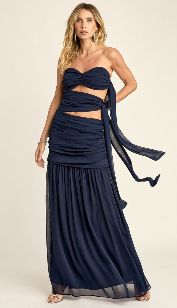Vestido Longo Festa Crepe Chiffon Corina | Laguna