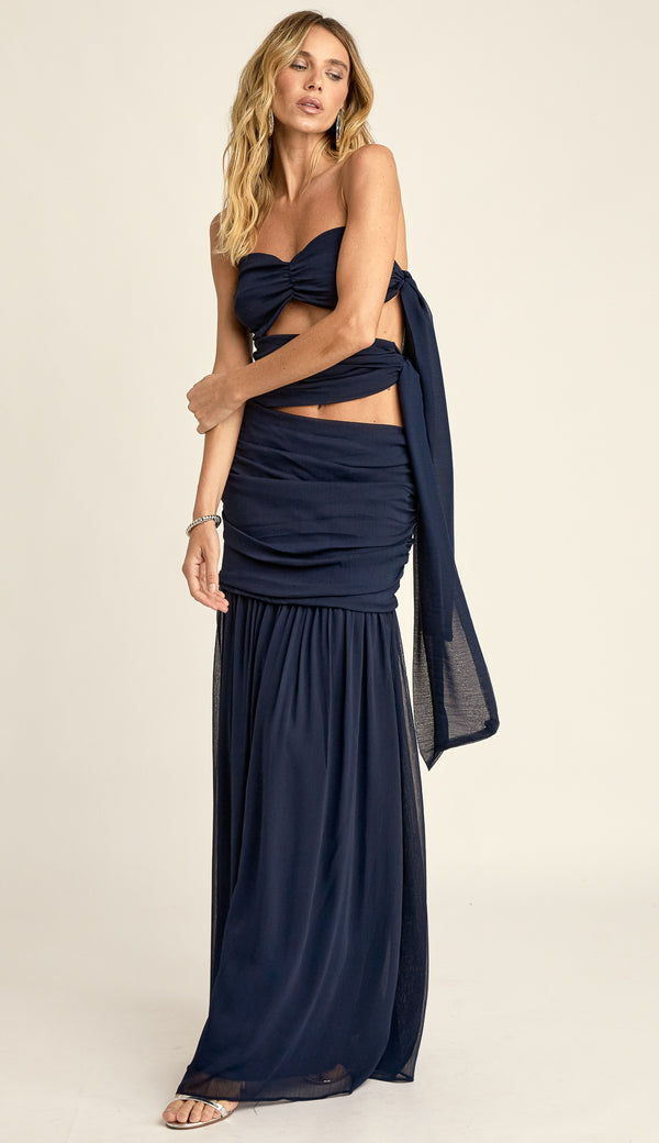 Vestido Longo Festa Crepe Chiffon Corina | Laguna