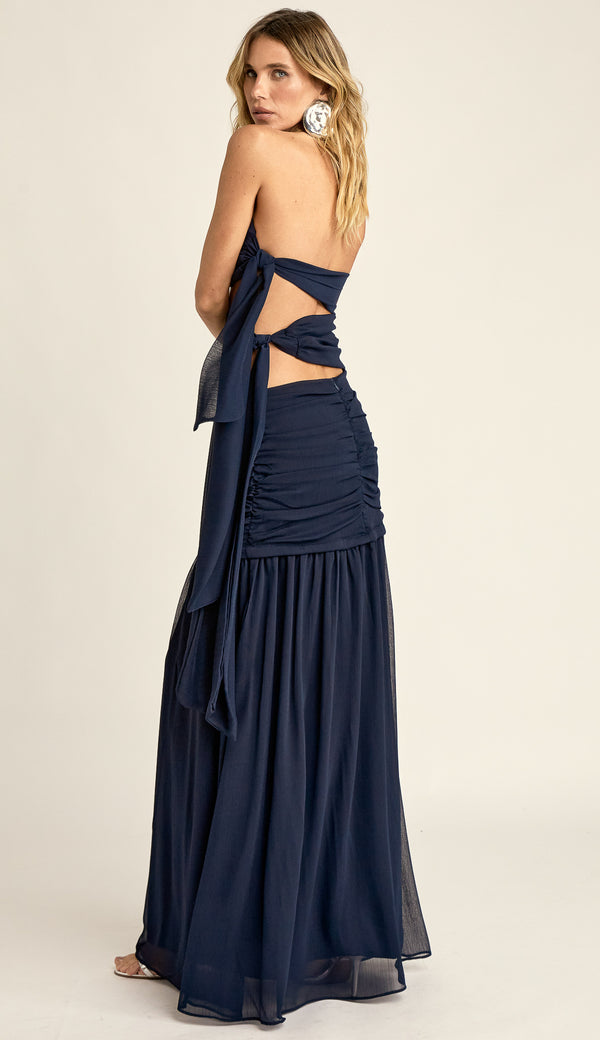 Vestido Longo Festa Crepe Chiffon Corina | Laguna