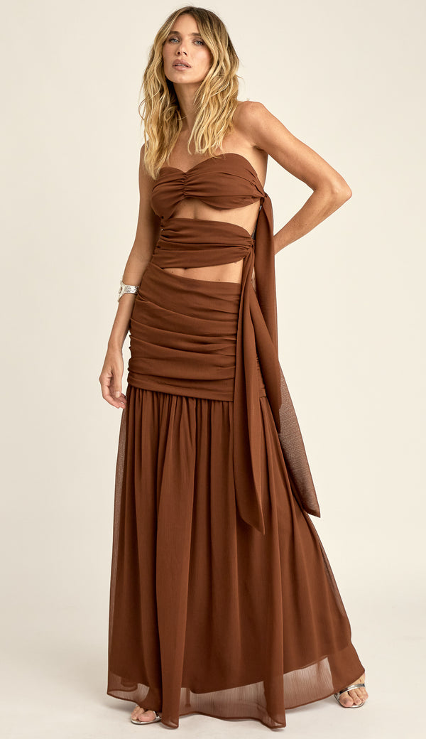 Vestido Longo Festa Crepe Chiffon Corina | Laguna
