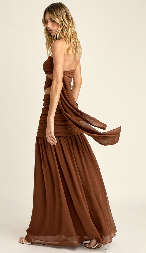Vestido Longo Festa Crepe Chiffon Corina | Laguna