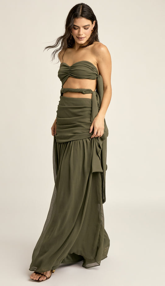 Vestido Longo Festa Crepe Chiffon Corina | Laguna