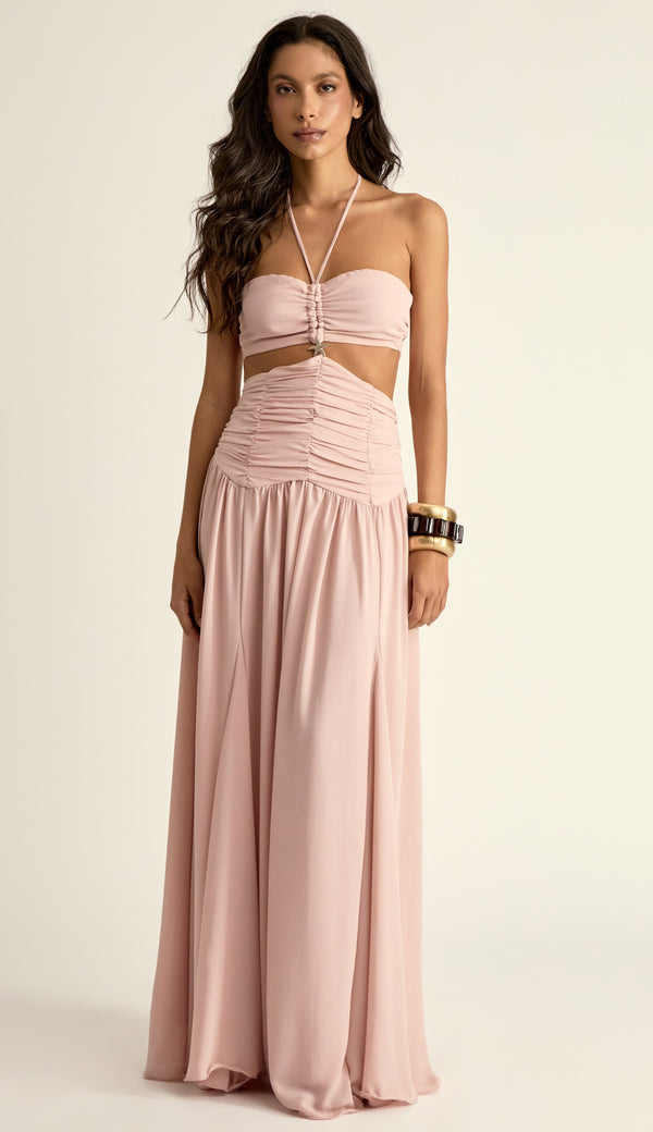 Vestido Longo Festa Crepe Destiny Rosê | Laguna