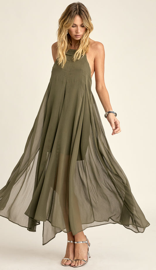 Vestido Longuete Crepe Chiffon Laís | Laguna