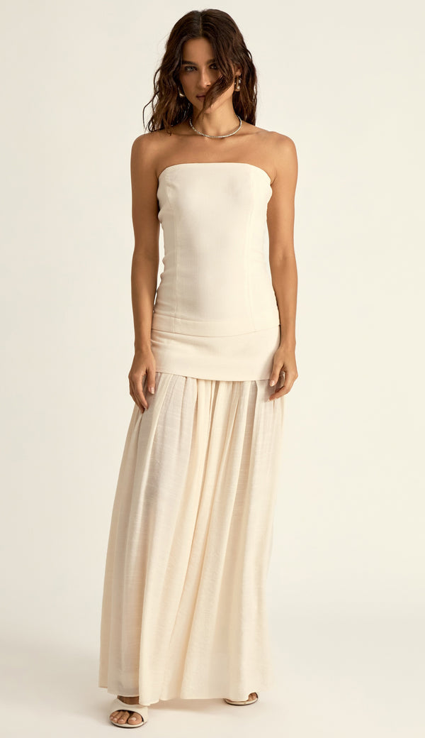 Vestido Longo Poliviscose Laura Off White | Laguna