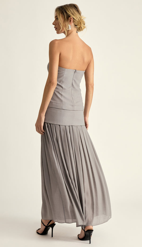Vestido Longo Poliviscose Laura Cinza | Laguna