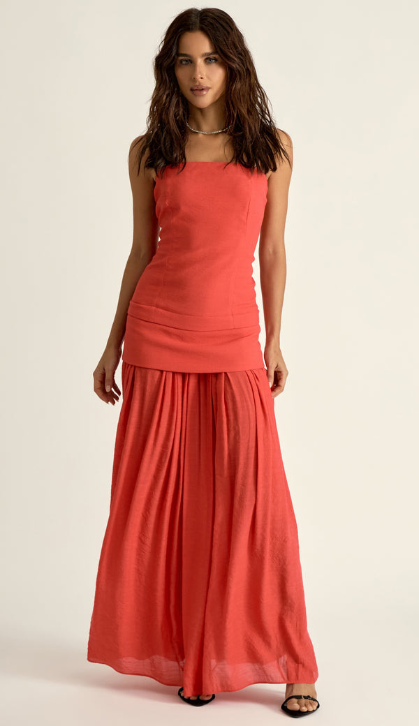 Vestido Longo Poliviscose Laura Cereja | Laguna