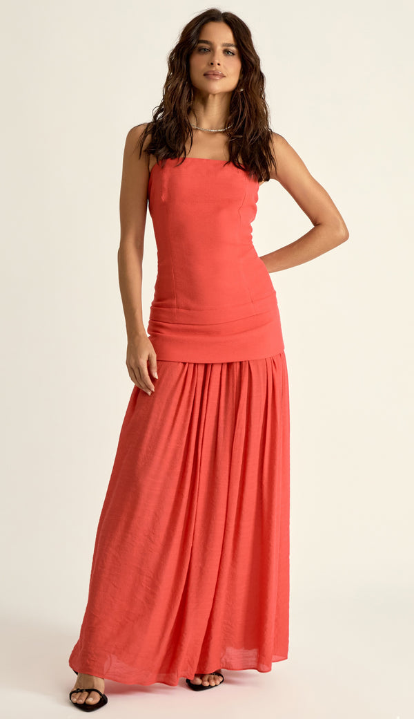 Vestido Longo Poliviscose Laura Cereja | Laguna