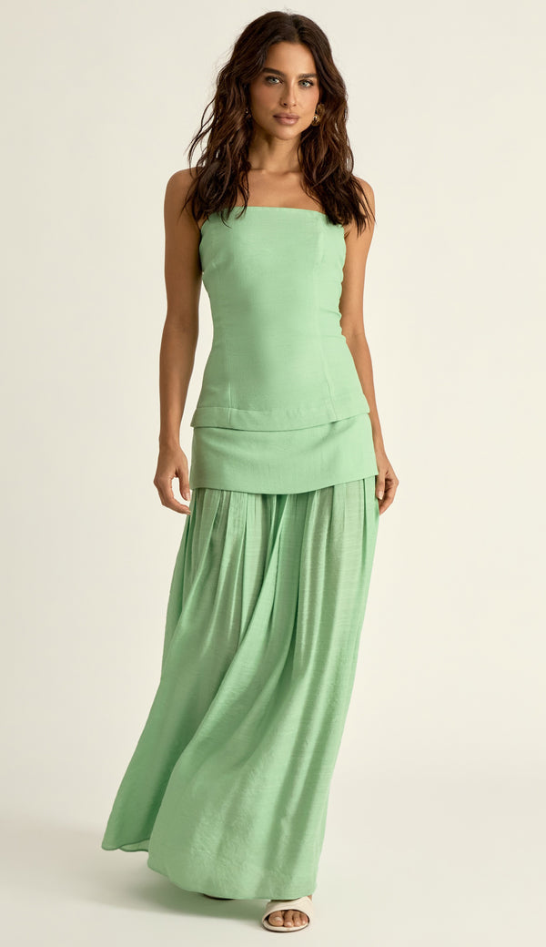 Vestido Longo Poliviscose Laura Verde | Laguna
