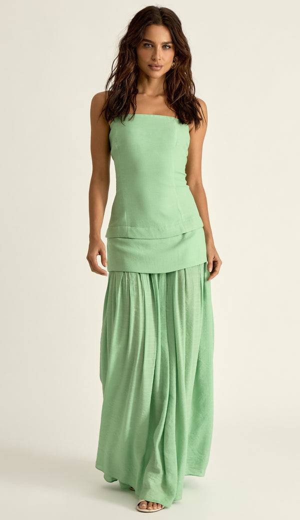 Vestido Longo Poliviscose Laura Verde | Laguna