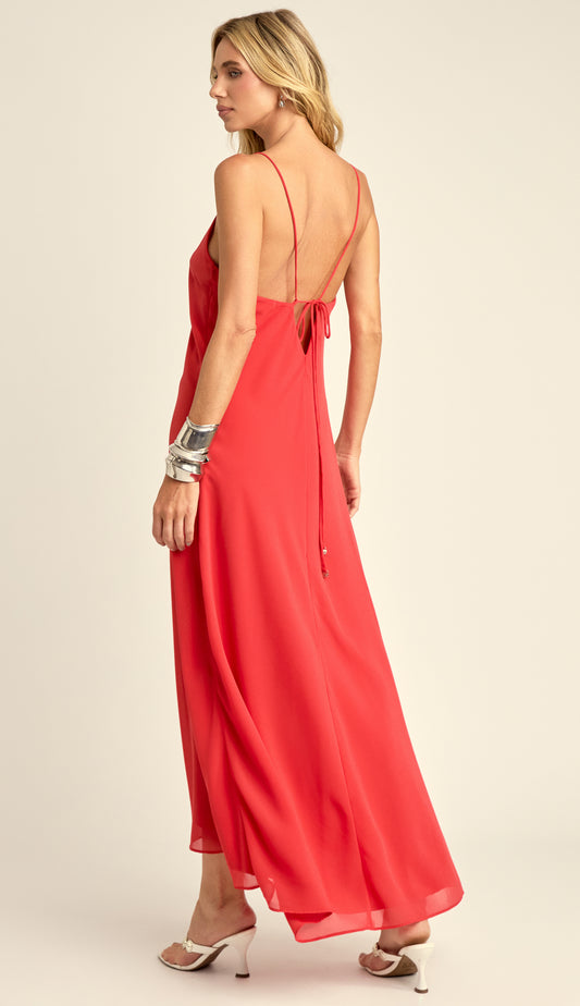Vestido Slip Dress em Crepe Leve Lira Cereja | Laguna