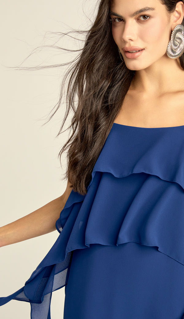 Vestido Curto Crepe Babados Liz | Laguna