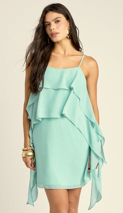 Vestido Curto Crepe Babados Liz | Laguna