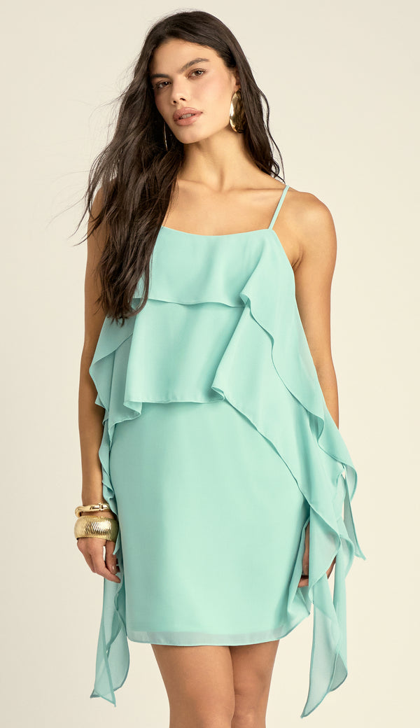 Vestido Curto Crepe Babados Liz | Laguna