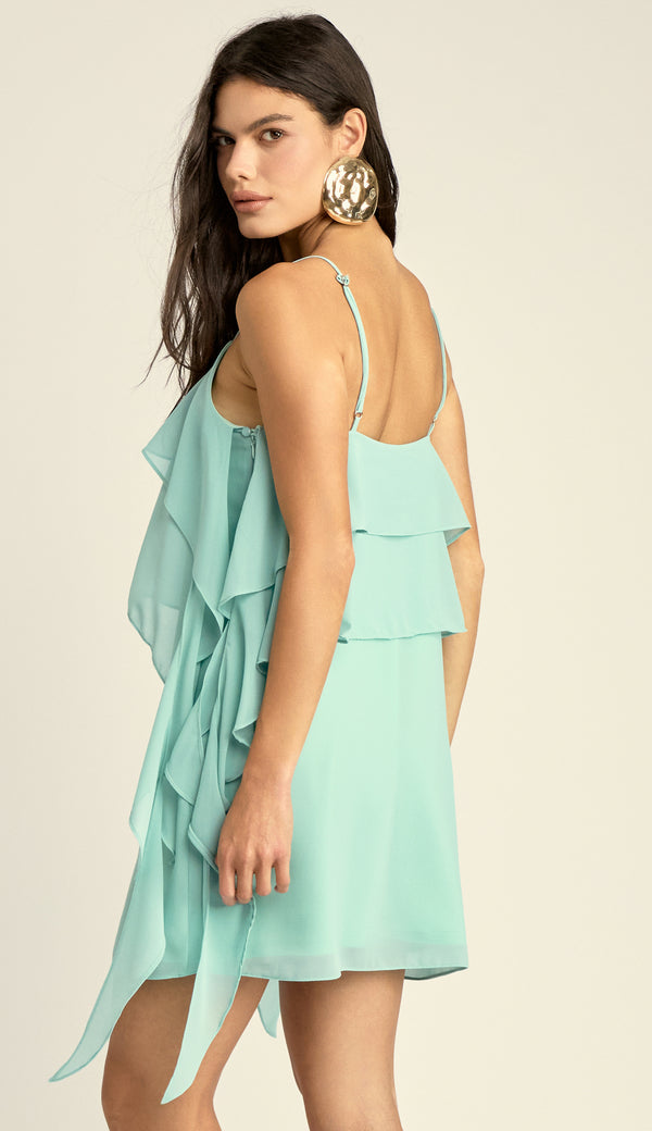 Vestido Curto Crepe Babados Liz | Laguna