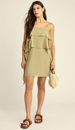 Vestido Curto Crepe Babados Liz | Laguna