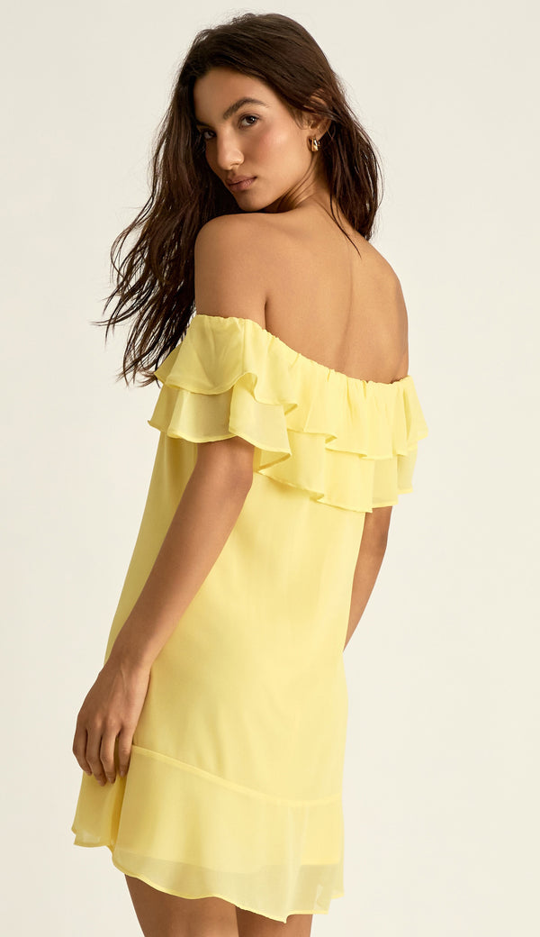 Vestido Curto Crepe Malu Manteiga | Laguna