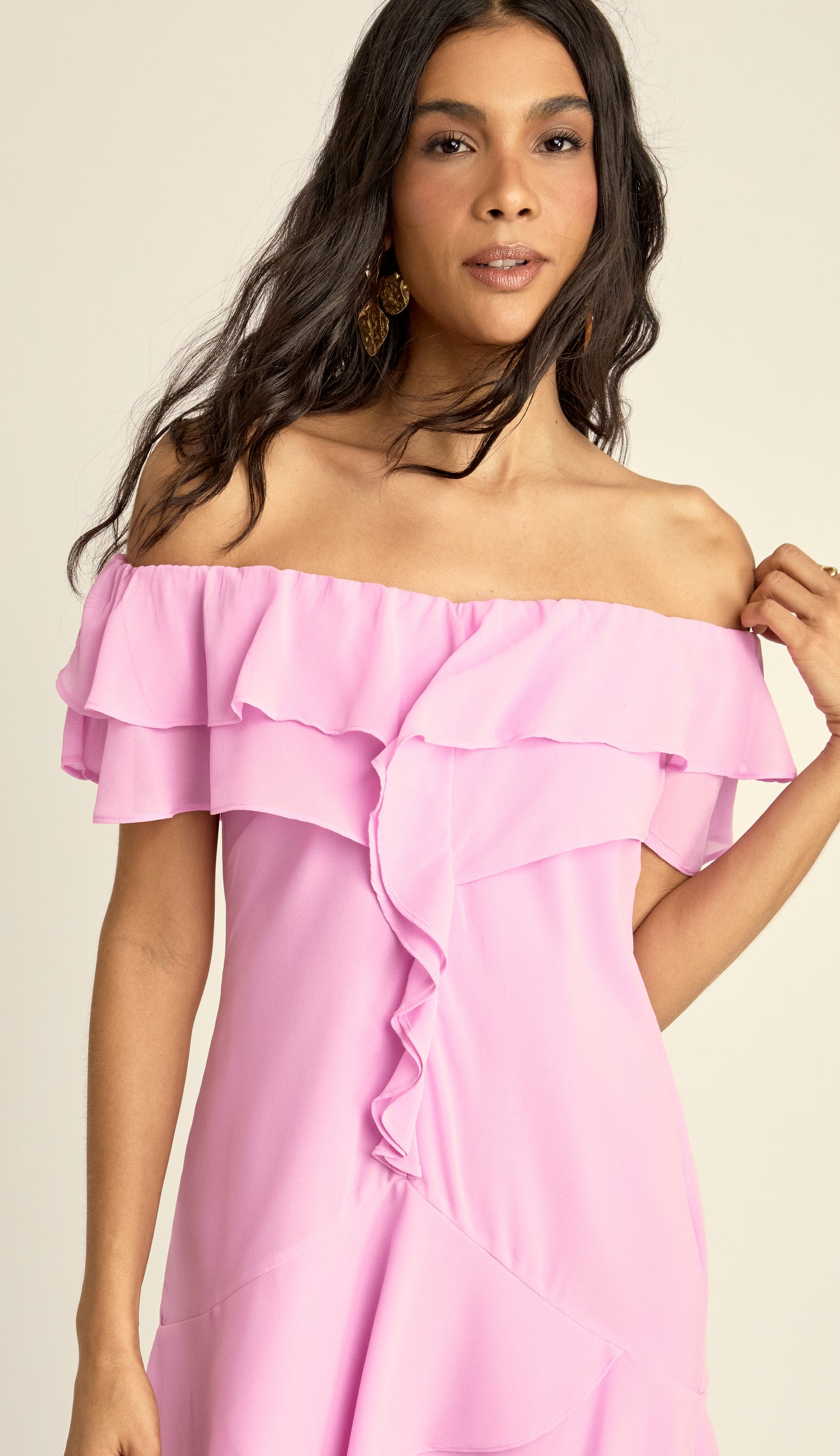 Vestido Curto Crepe Malu Rosa | Laguna