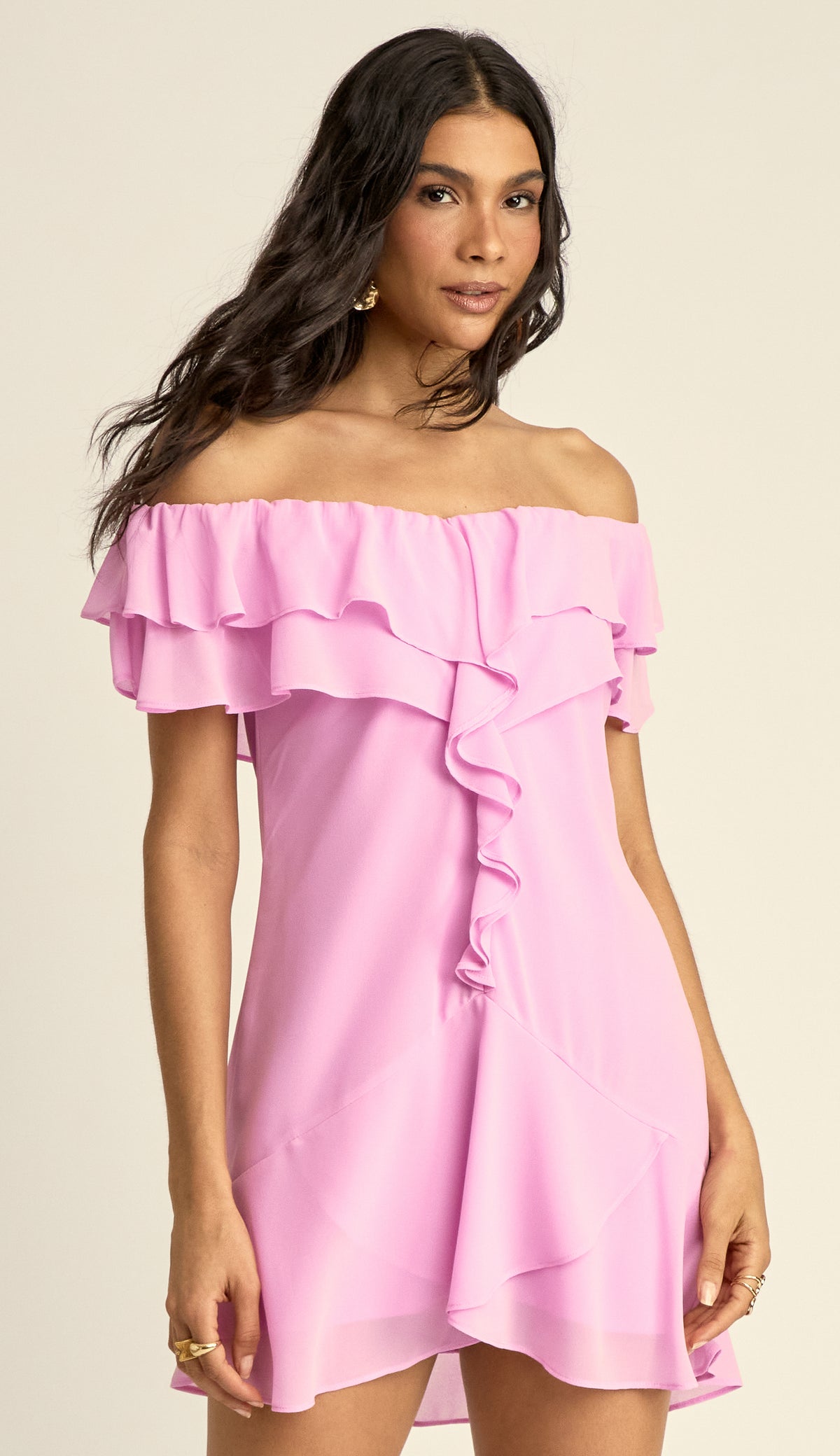 Vestido Curto Crepe Malu Rosa | Laguna
