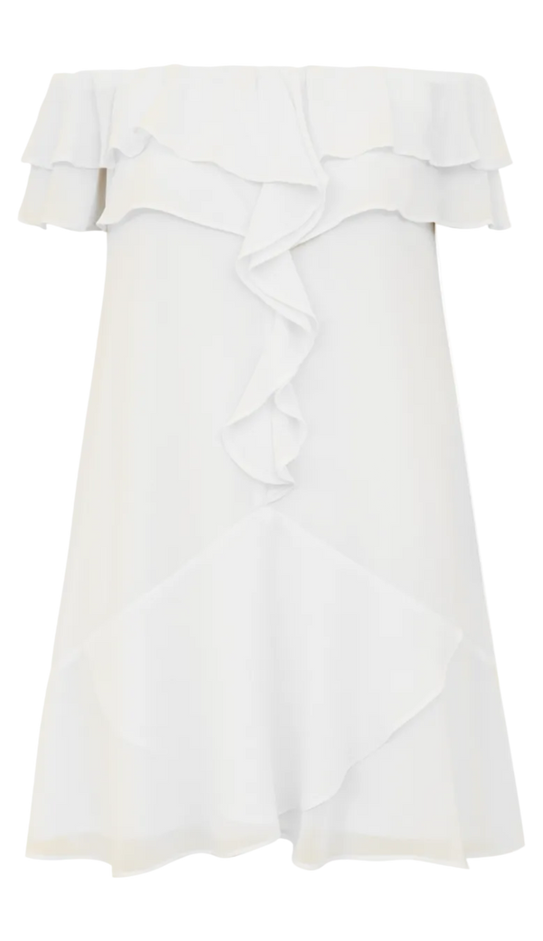 Vestido Curto Crepe Malu Off White | Laguna