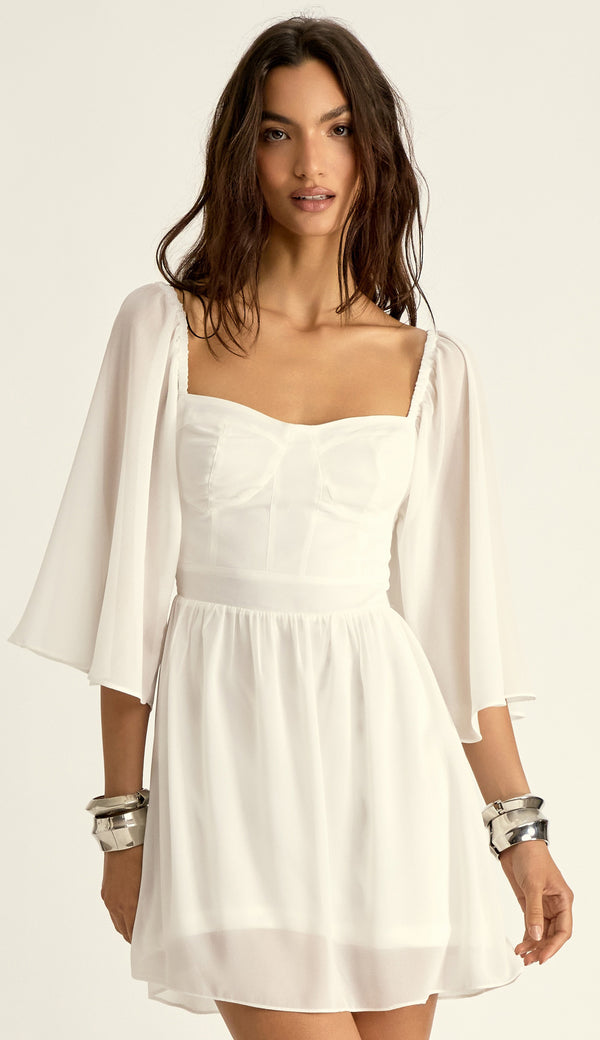 Vestido Curto Crepe Manu Off White | Laguna