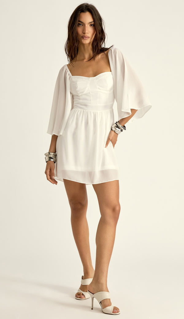 Vestido Curto Crepe Manu Off White | Laguna
