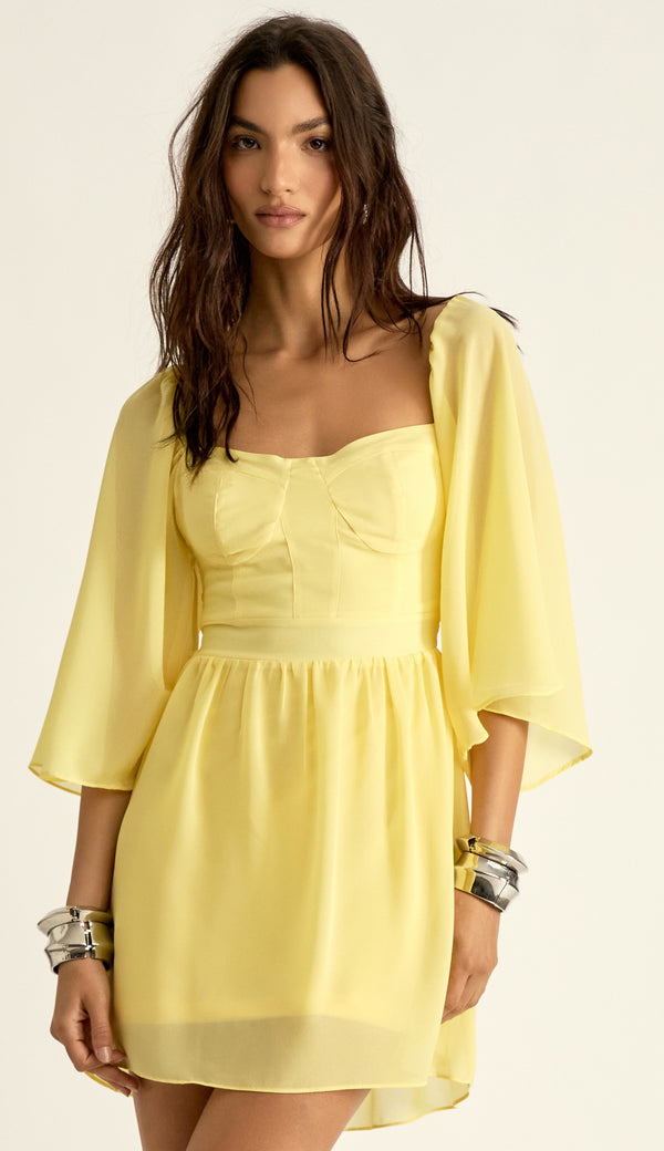 Vestido Curto Crepe Manu Manteiga | Laguna