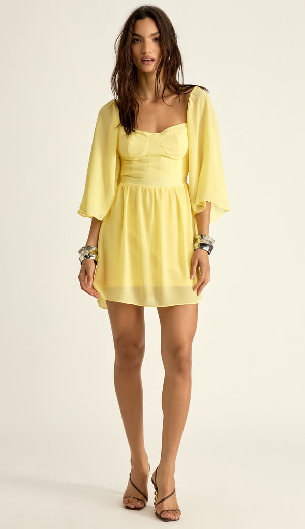 Vestido Curto Crepe Manu Manteiga | Laguna