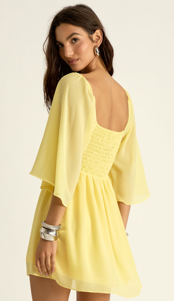 Vestido Curto Crepe Manu Manteiga | Laguna