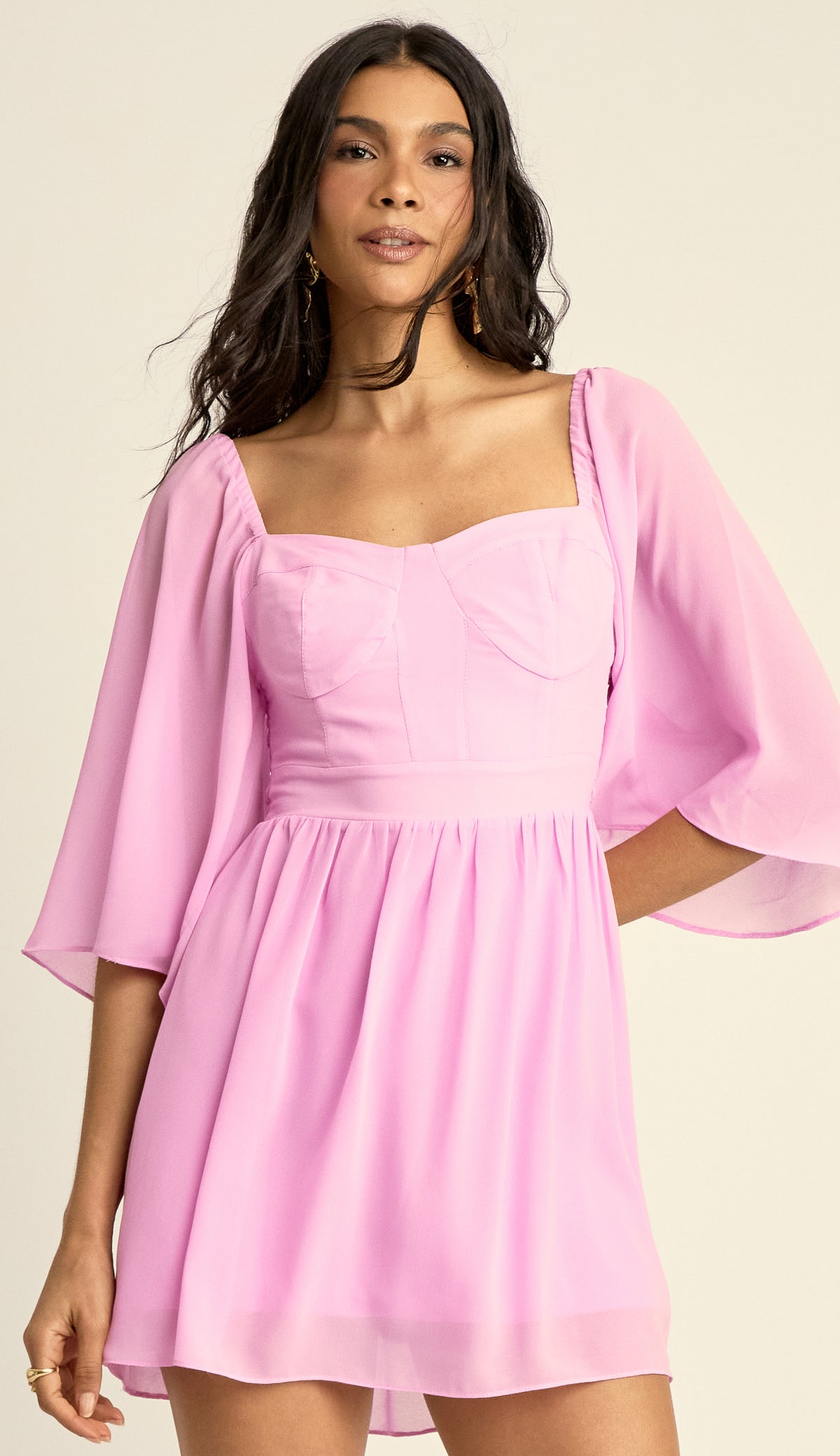 Vestido Curto Crepe Manu Rosa | Laguna