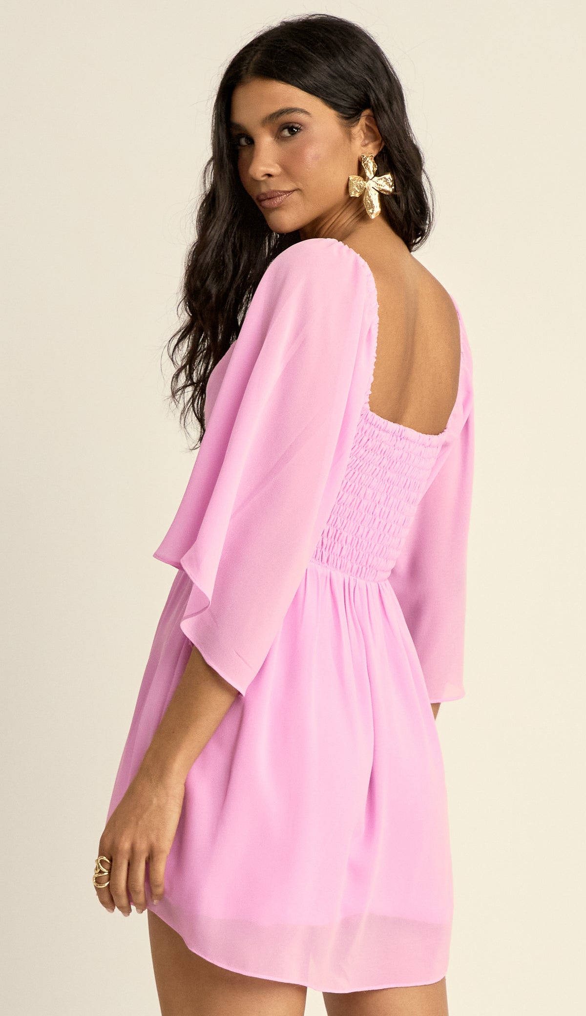 Vestido Curto Crepe Manu Rosa | Laguna