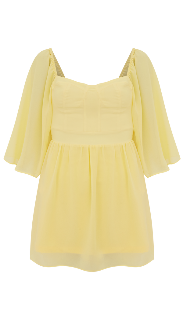 Vestido Curto Crepe Manu Manteiga | Laguna
