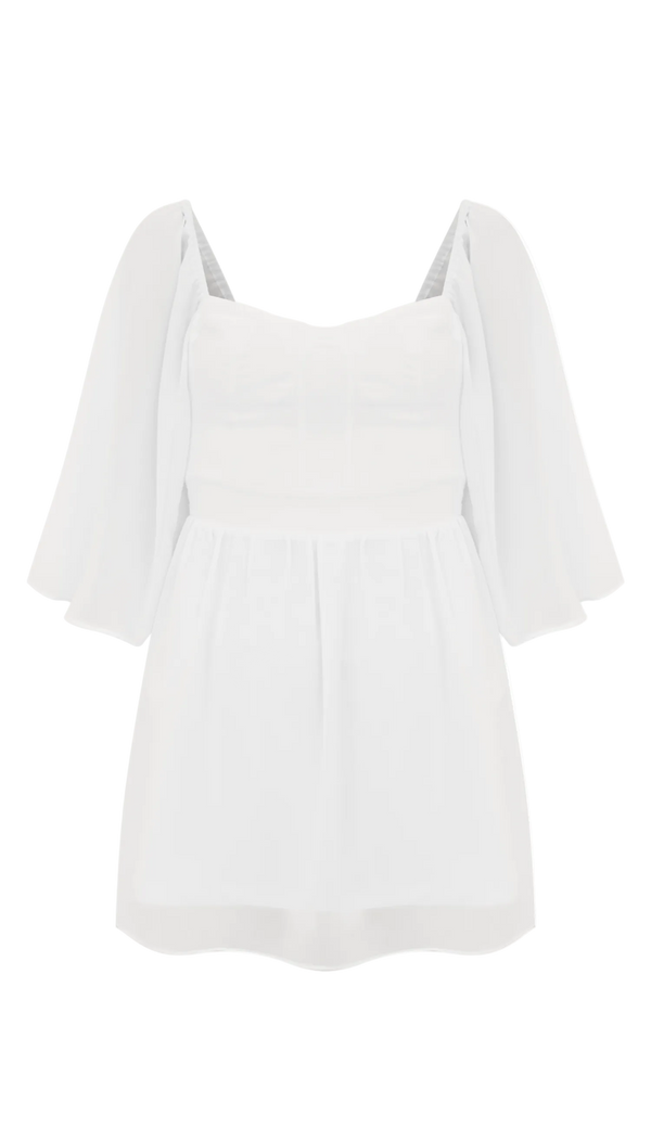 Vestido Curto Crepe Manu Off White | Laguna